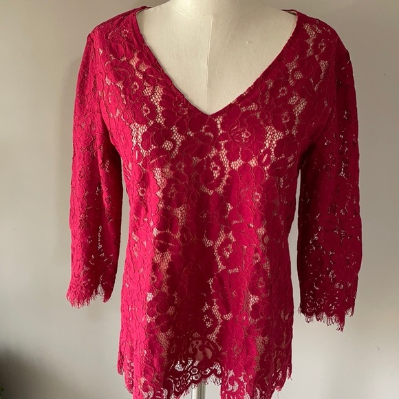 NWOT LACE Women’s TOP, ADIVA. Special occasion. 3/4 sleeves, V Neckline SIZE M - Picture 1 of 12